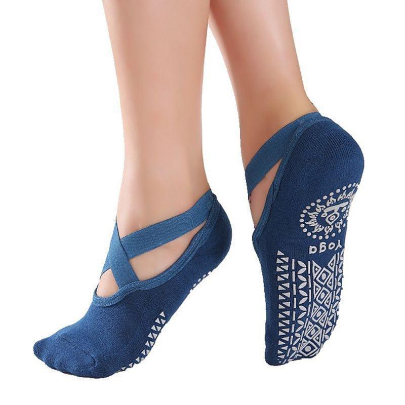 blue no-slip trampoline socks