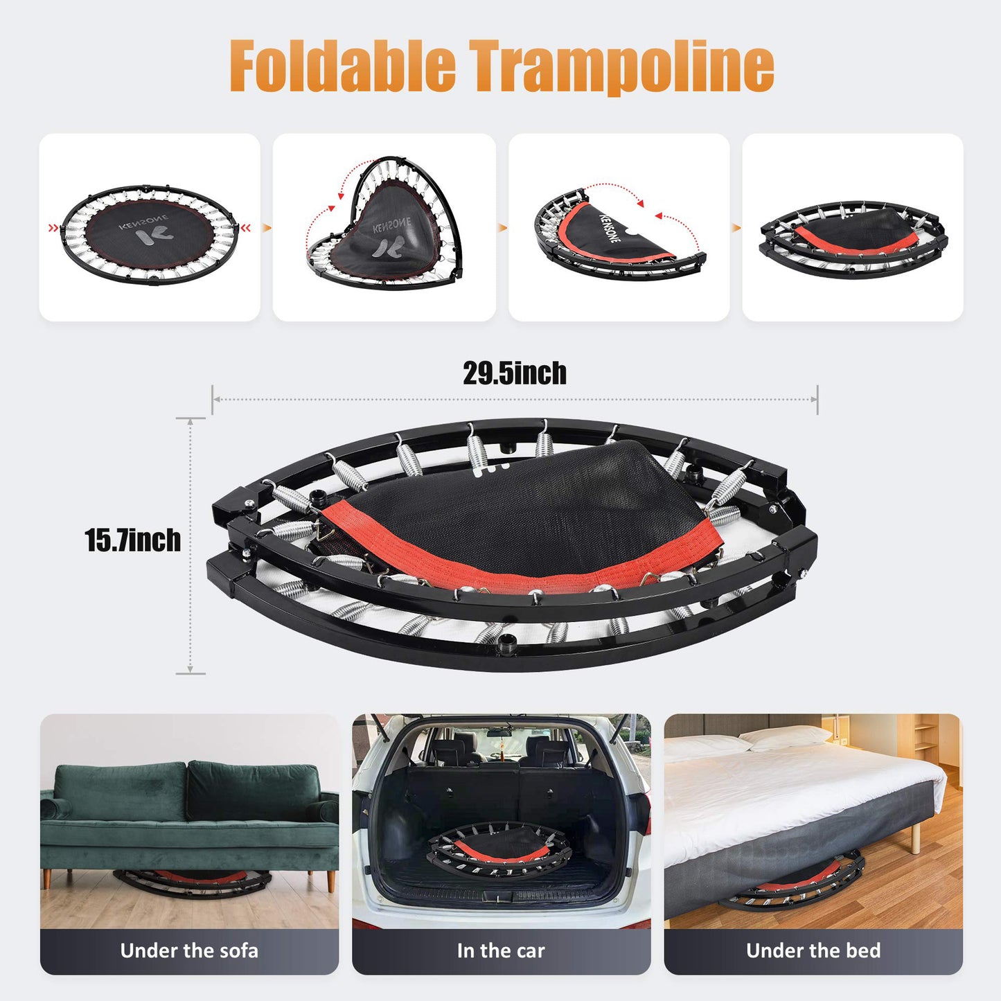 Kensone Fitness Trampoline (With Adjustable Handle)